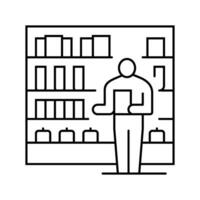 pharmacy inventory pharmacist line icon vector illustration