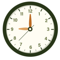 parete analogico orologio design mostrare a 9 ore, tempo e orologio illustrazione png