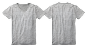 AI generated gray v neck cut out t-shirt mockup on transparent background ,generative ai png