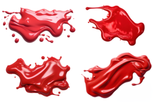 AI generated red paint splash isolated on transparent background ,generative ai png