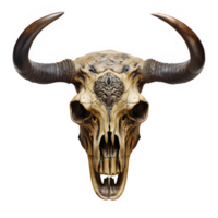 AI generated bull skull isolated on transparent background ,buffalo horn skull ,generative ai png