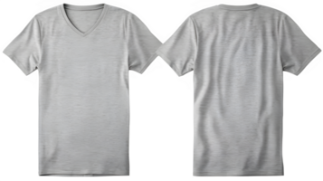 AI generated gray v neck cut out t-shirt mockup on transparent background ,generative ai png