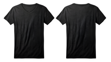 ai gegenereerd zwart v nek besnoeiing uit t-shirt mockup Aan transparant achtergrond ,generatief ai png