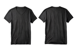 AI generated black v neck cut out t-shirt mockup on transparent background ,generative ai png
