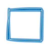 astratto neon blu mano disegnato telaio su trasparente sfondo png