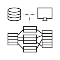 indexación datos base de datos línea icono vector ilustración