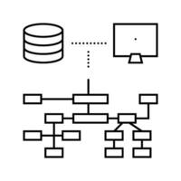 relacional base de datos línea icono vector ilustración