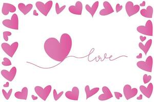 Modern abstract background with pink hearts. Vector illustration on a pink background.