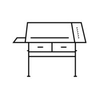 drafting table architectural drafter line icon vector illustration