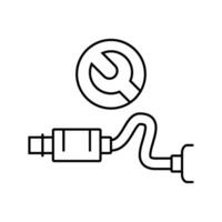 muffler repair car mechanic line icon vector illustration