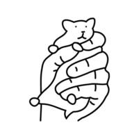 hamster pet hand line icon vector illustration