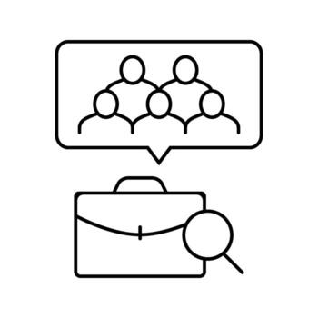 grupo entrevista entrevista trabajo línea icono vector ilustración