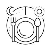 fasting sun moon line icon vector illustration