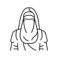 hijab Pañuelo islam línea icono vector ilustración