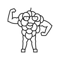 grapes fruit fitness character line icon vector illustration