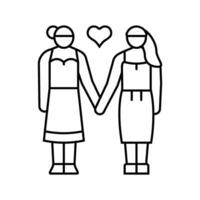 lesbian lgbt couple love line icon vector illustration