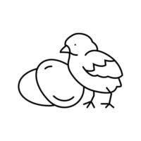 pollo huevo granja comida línea icono vector ilustración