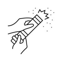 hands blow up the confetti popper line icon vector illustration