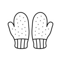 mittens knitting wool line icon vector illustration