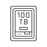 100 terabyte hard drive future technology line icon vector illustration