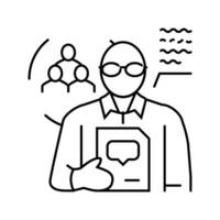 social scientists worker line icon vector illustration