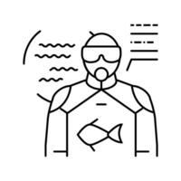 marina biólogo trabajador línea icono vector ilustración