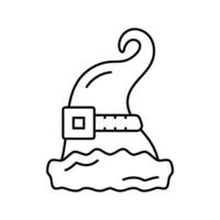 sombrero duende Papa Noel línea icono vector ilustración
