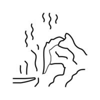 fuego caliente volcán línea icono vector ilustración