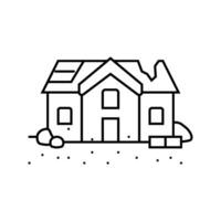 broken house disaster line icon vector illustration