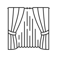 blackout curtains bedroom interior line icon vector illustration