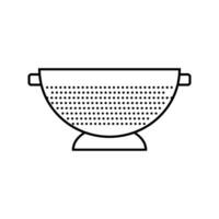 stainless steel colander kitchen cookware line icon vector illustration