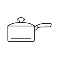 ceramic saucepan kitchen cookware line icon vector illustration