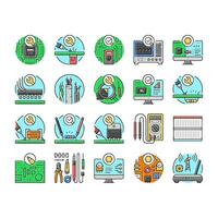 electronics technician technology icons set vector