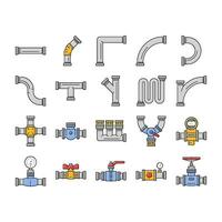 pipeline oil industry gas pipe icons set vector