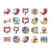 gastroenterologist doctor stomach icons set vector