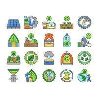 green life nature eco icons set vector