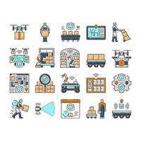 delivery autonomous robot icons set vector