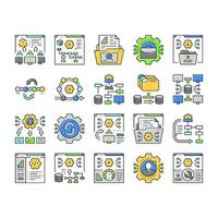 system analyst data icons set vector