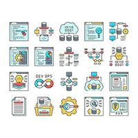 software engineer computer code icons set vector