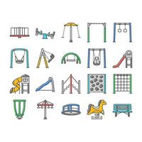 playground park outdoor play icons set vector