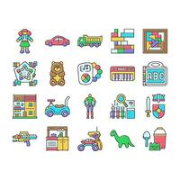 toy baby child game play icons set vector