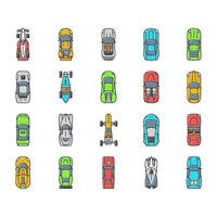 race car speed sport vehicle icons set vector