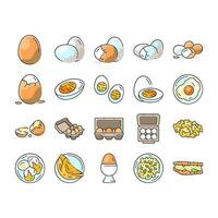 egg chicken hen food farm icons set vector