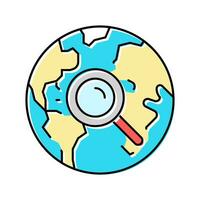 planet search magnifying glass color icon vector illustration