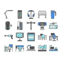 office gadget computer business icons set vector