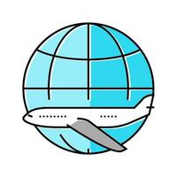 airplane planet map location color icon vector illustration