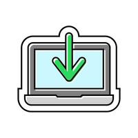 laptop downloading data computer color icon vector illustration