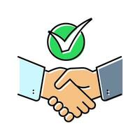 handshake check mark color icon vector illustration