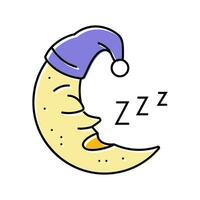 sleeping moon sleep night color icon vector illustration