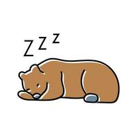 sleeping bear sleep night color icon vector illustration